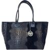 Chicca Borse Borsa a Mano Shopper Grande da Donna indossabile a Spalla in Vera Pelle (Cocco Nero)