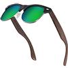 BALINCO, Occhiali da Sole a Mezza Montatura, con Aste in Legno Scuro, Lenti TAC Polarizzate, Unisex, Protegge dai Raggi UV e dai Riflessi, Resistente ai Graffi