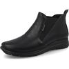 Fly Flot Stivaletto Donna Invernale con Tomaia Idrorepellente Liscia e Inserto Elastico, Sottopiede Estraibile in Memory, Mocassino Basso, Nero, 35 EU