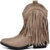 IF Texani Cowboy Western Scarpe da Donna Stivali Stivaletti Frange Camperos Etnici ML523 taupe N.38