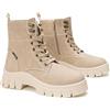 GLAMORA Stivaletti Donna Invernali Foderati, Anfibi Platform Chunky Stile Militare con Lacci e Cerniera Laterale, Scarponcini Caldi a Punta Rotonda con Suola Carrarmato Antiscivolo