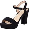 Gicoiz Donna Tacco a Blocco Suede Sandali Plateau Classico Fibbia con Cinturino Alla Caviglia Punta Aperta Bridal Basic Scarpe da Sera Nero Numero 34 EU