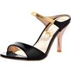 Gicoiz Mule Pantofole Donna Tacco a Spillo High Sandali Pantofole Sandals Vernice Sposa Brillantini Peep Toe Eleganti Estate Scarpe Nero Numero 32 EU