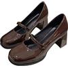 WBITJDK Scarpe Mary Jane Donna Scarpe Tacco Largo Quadrata Punta 7cm da Matrimonio Ufficio Pumps (Nero,38)