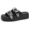 IF Fashion Scarpe Sandali Ciabatte da Donna con Fibbie Platform Zeppa Texano S686-2
