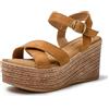 JOMIX Sandali Donna Estive Ciabatte Ragazze Zeppa da Mare Spiaggia Casual a fasce Incrociate con Fibbia SD9104 (Marrone,39)