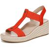 Vionic Sandali da donna Calera con tacco e cinturino alla caviglia, Nubuck/Tessuto Pomodoro Ciliegio, 35 EU Larga