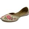 ESHOE ETHNIC Scarpe da sposa in stile indiano, eleganti, piatte, etniche, da donna, Crema Multicolore, 37 EU