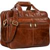 STILORD Alexander Borsa da lavoro in pelle uomo donna Grande borsa porta documenti e PC Ventiquattrore da ufficio Cartella per la scuola borsa a tracolla Colore:cognac lucente