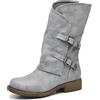 IF Fashion Scarpe da Donna Stivali Stivaletti Biker Fibbie Anfibi Polpaccio Largo G620 blu jeans (grigio) N.38