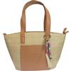 NAJ-OLEARI Borsa da Donna in Paglia, con Manici in Ecopelle, Taschino Frontale e Ciondoli Decorativi, 31x19x9 cm (Cuoio)