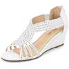 PIZZ ANNU Sandali Donna Estive Con Zeppa Strass Scarpe Eleganti Comodi Sandalo Estivo Ballo Sposa