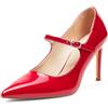 GENSHUO Pumps Mary Jane da Donna, Tacco a Spillo 8 cm, Punta Affilata, Pelle Verniciata, Eleganti e Comode per Ufficio, Feste, Design Vintage, Rot, 40 EU
