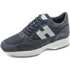 Hogan Sneakers da Uomo Interactive in camoscio e Tessuto Blu con H Grigio Chiaro - HXM7130GC80 V4R785V 7