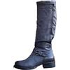 WOXIHUAN Stivaletti Neri con Borchie Biker con Tacco Scarpe Snow Boots Caldo Scarpe Donna Casual Slip On Scarpe Comodi Eleganti da Slip-on Scarpe Casuale Donna