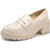 IF Fashion Scarpe Mocassini Slip On Loafers da Donna con Tacco Comodo Platform Piattaforma IF-6647 Beige N.39