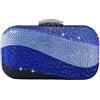 Boutique De FGG Sea Wave lusso cristallo pochette borse da sera per le donne strass colorati borse da sposa e borse, Blu, Mini
