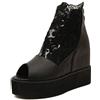 TOSOFT Sandali con Zeppa Moda Donna Tacco Grosso con Zip Posteriore Stivaletti con Plateau Scarpe Estive Sexy E Traspiranti(Black2,35)
