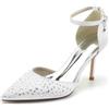 EICOFF Scarpe da Donna con Cinturino alla Caviglia e Strass, décolleté con Tacco a Spillo, Punta Chiusa, Scarpe da Cerimonia, Ospiti di Matrimonio, Feste e Lavoro