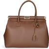 Chicca Borse Borsa Donna a Mano Pelle con Tracolla Bauletto (D21 Bruciato)