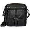Avirex, Collezione Bell, Borsello a Tracolla in Pelle da Uomo - Stile Vintage, Vera Pelle Tamponata a Mano, Tasche con Zip e Bottone Calamitato - Tracolla Regolabile e Removibile