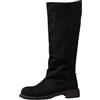 Generisch Stivali sopra il ginocchio da donna Slouchy Boots Stivali alla moda in pelle scamosciata con polpaccio medio per l'inverno, comodi stivali casual con tacco in pile caldo, Nero , 41 EU