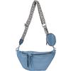 styleBREAKER Borsa a tracolla da donna a mezzaluna, 3 pezzi, tracolla con motivo, portachiavi, borsa 02012398, blu jeans, taglia unica