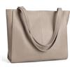 befen Borse Tote in Vera Pelle per Donna Grandi Borse a Spalla Donna Borsa Tote Laptop Borsette da Signora con Scomparto per Laptop, Tortora, Large