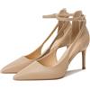 IvoireCh Décolleté da donna con tacco a punta, con cinturino alla caviglia, scarpe basse a spillo per matrimoni, feste, eventi serali, eleganti sandali a punta chiusa, Nudo, 7