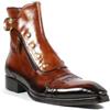 LMUIPMAA Stivaletto Slip-on da Uomo con Cerniera a Punta Stivali da Moto da Moto Fibbia Rivetto Stivaletti Brogue,Marrone,42 EU