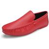 Ninepointninetynine Mocassini da uomo tinta unita punta rotonda in ecopelle mocassini leggeri comodi tacco piatto casual moda slip on, Rosso, 40 2/3 EU