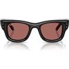 Ray-Ban Occhiali da sole unisex A$ap Rocky Rb4940 Wayfarer Puffer Square, Nero/Viola Scuro, 50 mm
