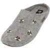 HAFLINGER Everest Api pantofole in feltro con appliqué grigio pietra, taglia 36