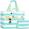 NEWIROVE Borsa Mare Grande Borsa Spiaggia Donna XXL Famigli Impermeabile Beach Bag Con Zip Pieghevole Borsa Da Spiaggia Multitasche Tote Bag Per Viaggio, Vacanza. 50L, Bianche verdi