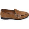 Malu Shoes Scarpe Mocassino Uomo Doppia Fibbia Argento in Vera Pelle camoscio Cuoio Fondo in Cuoio Antiscivolo Cuciture Contrasto