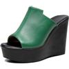 TNMIUH Sandali Donna Platform in Pelle Nera con Zeppa Alta, Ciabatte Eleganti con Plateau 11cm, Scarpe Estive Moda