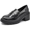 IF Fashion Scarpe Mocassini Slip On Loafers da Donna con Tacco Comodo Platform Piattaforma IF-6647 Nero N.39