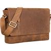 STILORD Davis Borsa Messenger in Pelle 13 Pollici | Borsa Vintage per Laptop | Borsa a Tracolla per Università, Ufficio, Libri | Vera Pelle Colore:tan marrone - scuro