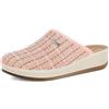 inblu Pantofole Donna a Zeppa con Motivo a Quadretti, Plantare Anatomico Imbottito, Zeppa Leggera e Resistente