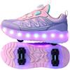 FANSU Scarpe con Rotelle per Bambina e Bambino, 2 in 1 Sportive Scarpe da Skateboard a 4 Ruote a Scomparsa Sneakers da Ginnastica da Pattini Unisex per Skateboard 29-40 EU