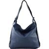 Modarno Shopper Zaino in Vera Pelle da donna 2in1 (Blu Scuro)