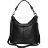 AMBRA Moda AmbraModa GLX09 - Borsa da donna in vera pelle, Nero , 28/24/13cm
