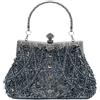 lapulio Borsa da sera vintage con foglie floreali e paillettes, elegante pochette da donna per spose, balli, feste e occasioni formali