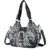 Angel Kiss Hobo Bags - Borse da donna in pelle vegana, borse a tracolla chic con borchie in metallo, Nero leopardato., Large