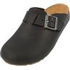HAFLINGER Porto Elegante Clog in pelle suola in gomma e sughero plantare in lattice pantofole unisex, Nero , 36 EU