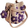 Generic Borsa da viaggio in stile bohémien, realizzata a mano con fiori, borsa da spiaggia, leggera, pieghevole, da viaggio, per nuoto, palestra, crociera, vacanze, picnic, lavanderia, sabbia bagnata, Viola