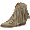 IF Stivaletti Donna con Frange Stile Western Texani - Tronchetti Casual con Tacco Medio,Camperos in Camoscio Sintetico GA059 beige N.39