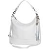 AMBRA Moda AmbraModa GLX09 - Borsa da donna in vera pelle, Bianco, 28/24/13cm