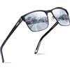 Carfia Occhiali da Sole da Uomo Protezione UV400 Polarizzati CA5225 | Montatura in Metallo, Uso quotidiano, Guida, Pesca, Viaggi, Escursionismo, Montatura rotonda, Resistente agli urti
