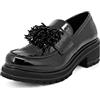 QUEEN HELENA Mocassini Loafer Casual Eleganti Francesine Senza Lacci con Tacco Plateau Scarpe Basse Invernali Donna X27-108 (X27-108 Nero, 35)